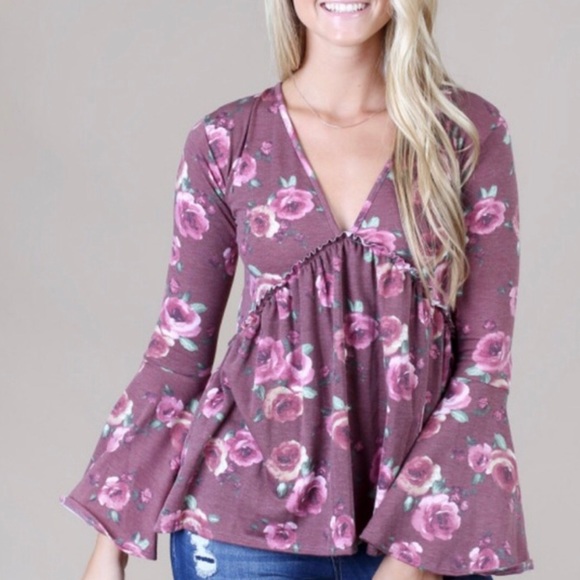 Altar'd State Sweaters - Altar’d State floral sweater burgundy
